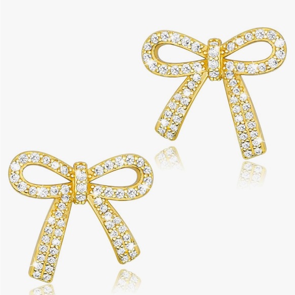 Elegant Gold tone Bow Earrings NWT - Picture 2 of 4